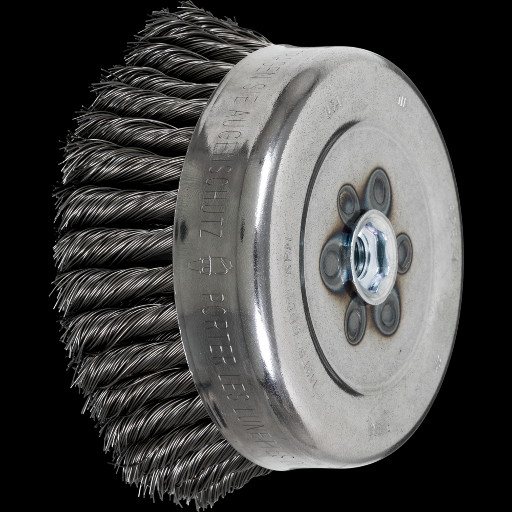 PFERD Knot Wire Cup Brush 6&#34; Dia. .023 CS 5/8-11&#34; Thread (int.)