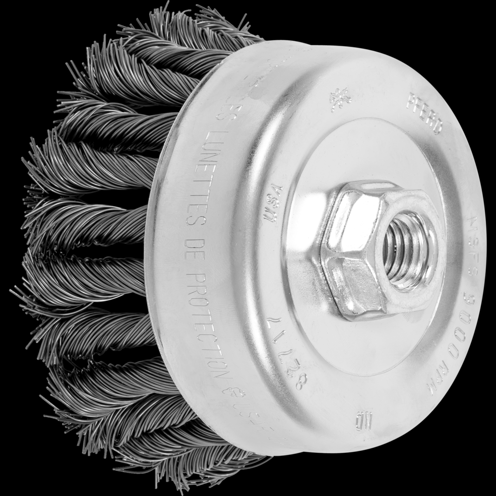 PFERD COMBITWIST® Knot Wire Cup Brush 4&#34; Dia. .023 Carbon Steel 5/8-11&#34; Thread