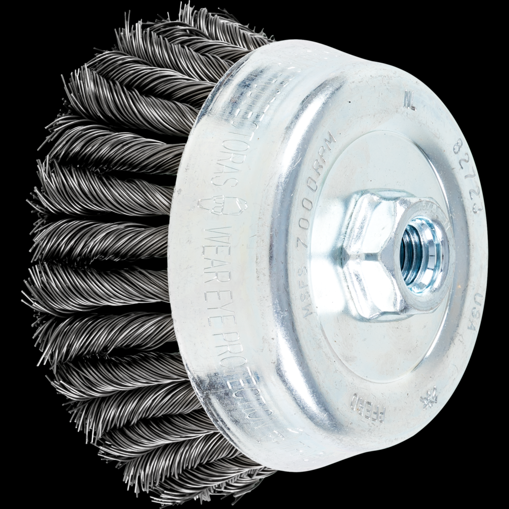 PFERD COMBITWIST® Knot Wire Cup Brush 5&#34; Dia. .023 Carbon Steel 5/8-11&#34; Thread
