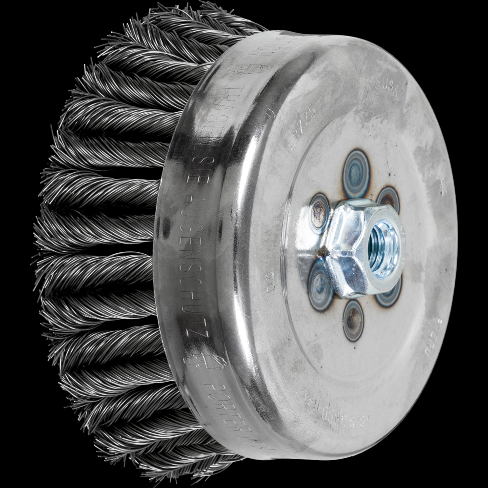 PFERD COMBITWIST® Knot Wire Cup Brush 6&#34; Dia. .023 Carbon Steel 5/8-11&#34; Thread
