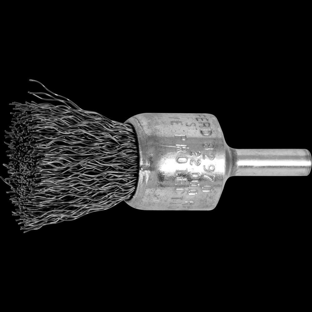 PFERD Crimped Wire End Brush 3/4&#34; Dia. .014 Carbon Steel 1/4&#34; Shank