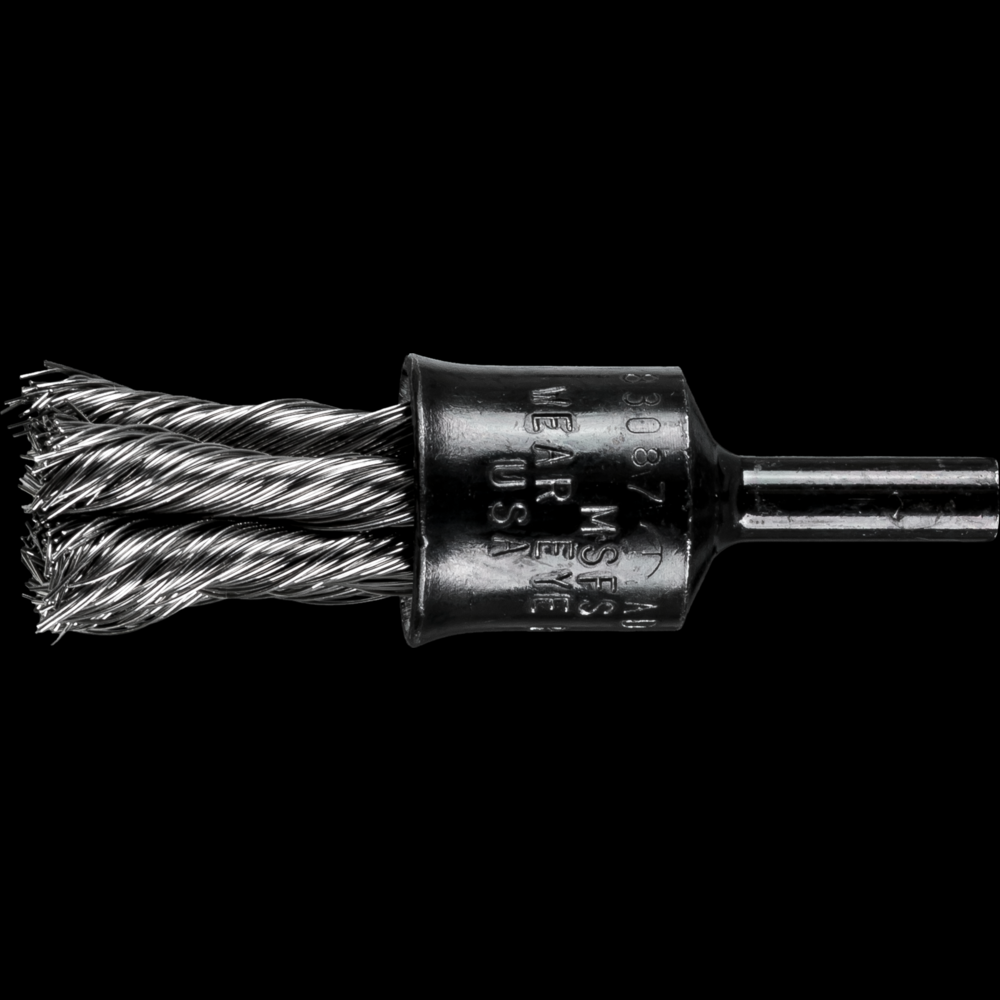 PFERD Knot Wire End Brush 1/2&#34; Dia. Flared Cup .014 Stainless Steel 1/4&#34; Shank