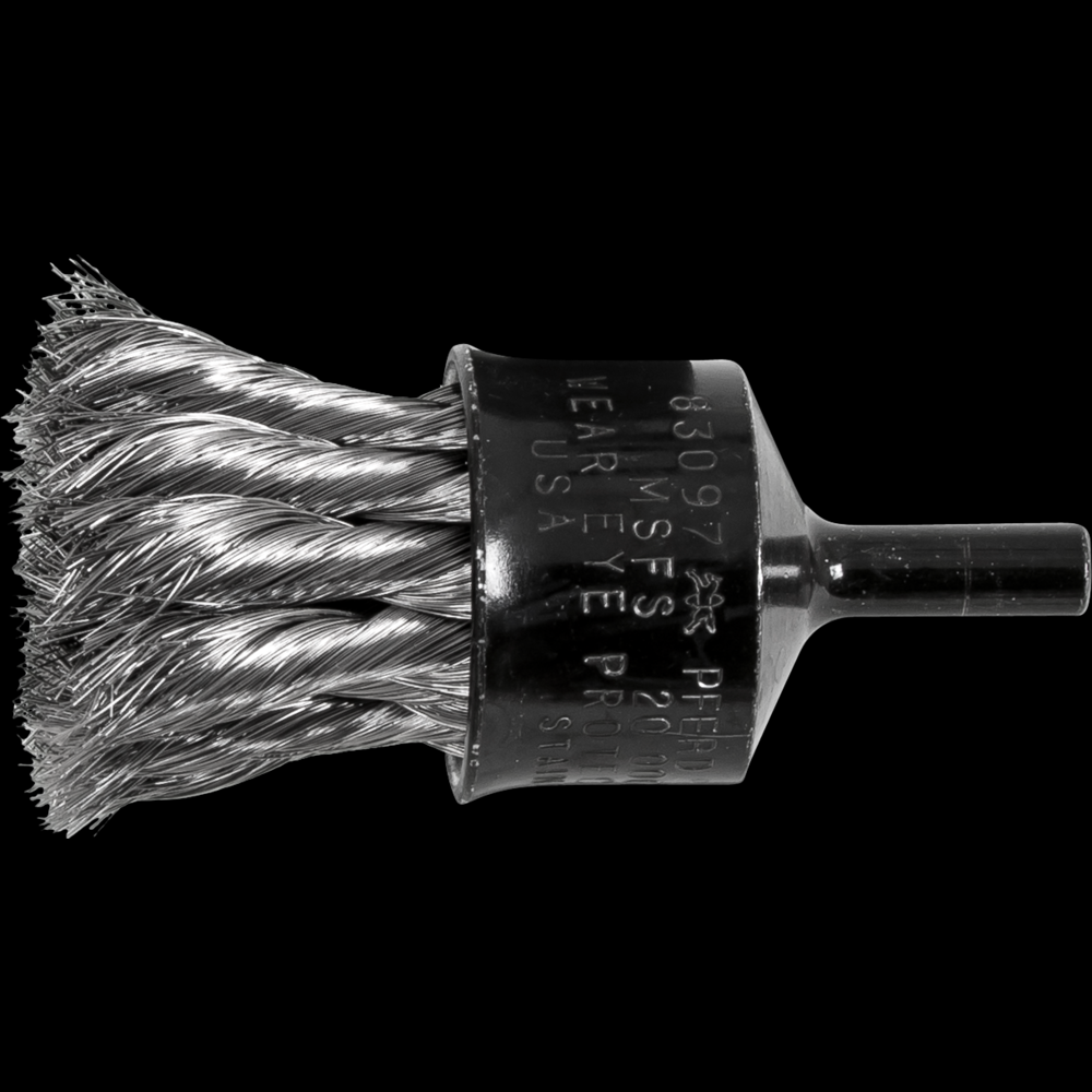 PFERD Knot Wire End Brush 1&#34; Dia. Flared Cup .006 Stainless Steel 1/4&#34; Shank