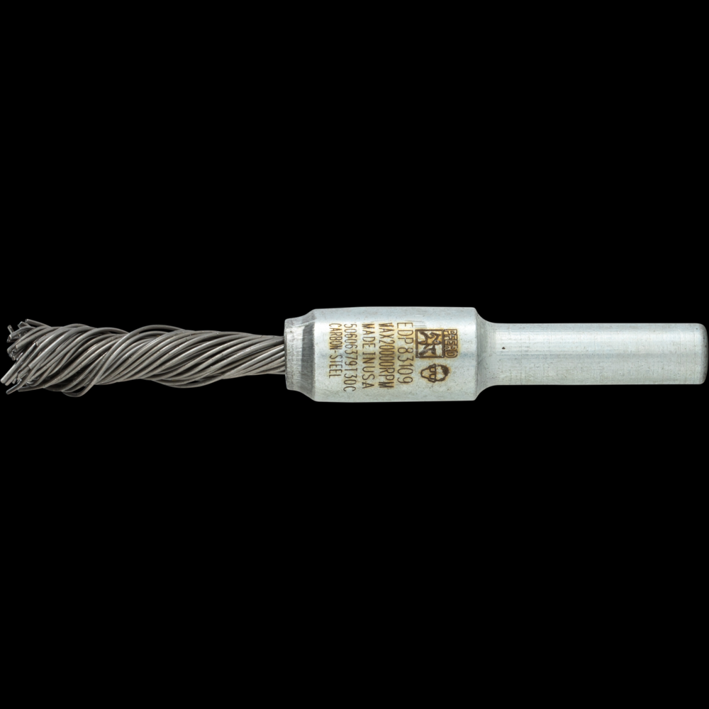 PFERD SINGLETWIST® Knot End Brush 1/4&#34; Dia. Flared Cup .020 Carbon Steel 1/4&#34; Shank