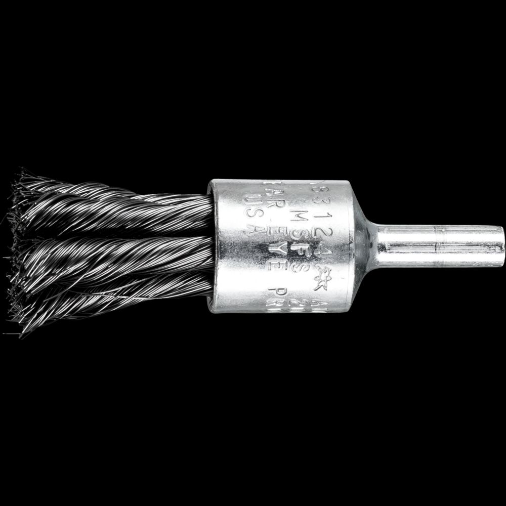 PFERD Knot Wire End Brush 1/2&#34; Dia. Straight Cup .010 Carbon Steel 1/4&#34; Shank