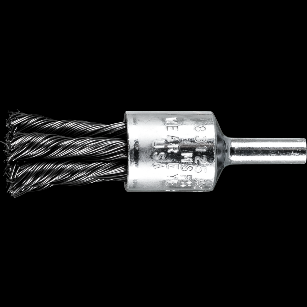PFERD Knot Wire End Brush 1/2&#34; Dia. Straight Cup .014 Carbon Steel 1/4&#34; Shank