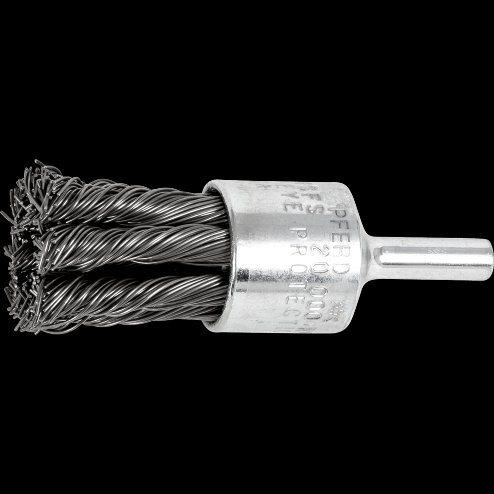 PFERD Knot Wire End Brush 3/4&#34; Dia. Straight Cup .020 Carbon Steel 1/4&#34; Shank