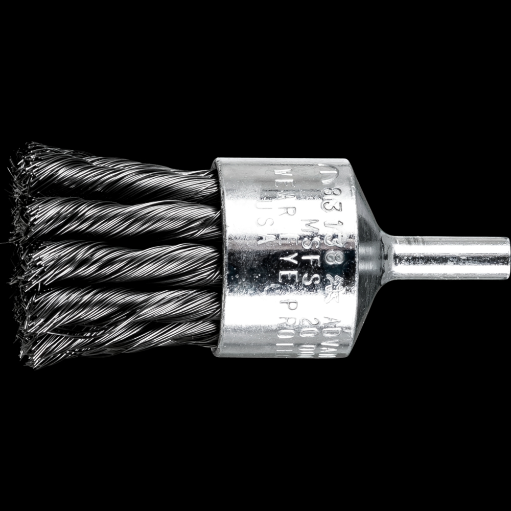 PFERD Knot Wire End Brush 1&#34; Dia. Straight Cup .010 Carbon Steel 1/4&#34; Shank