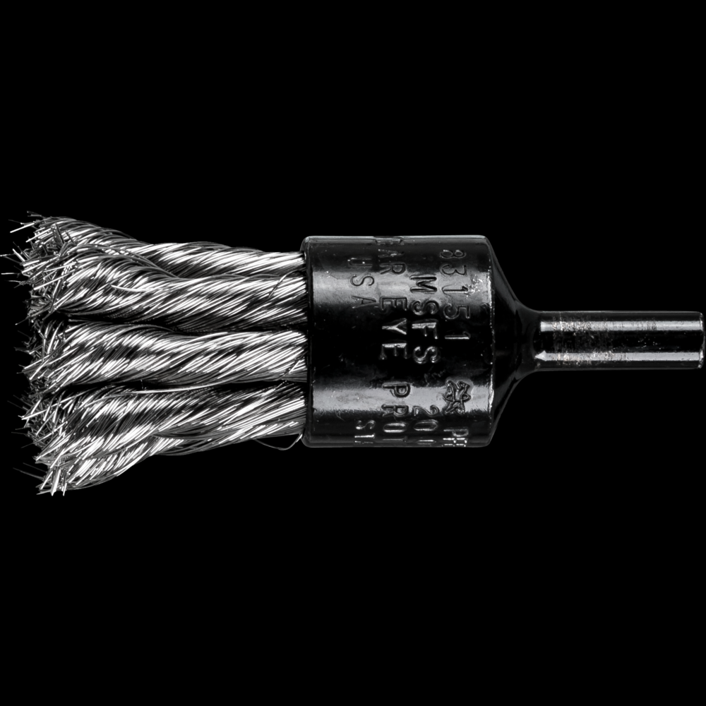 PFERD Knot Wire End Brush 3/4&#34; Dia. Straight Cup .010 Stainless Steel 1/4&#34; Shank