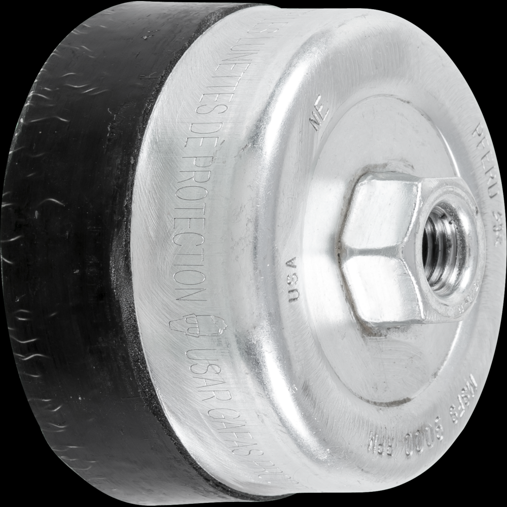 PFERD Encapsulated Cup Brush 4&#34; Dia. .020 Carbon Steel 5/8-11&#34; Thread ECAP® Grade E4