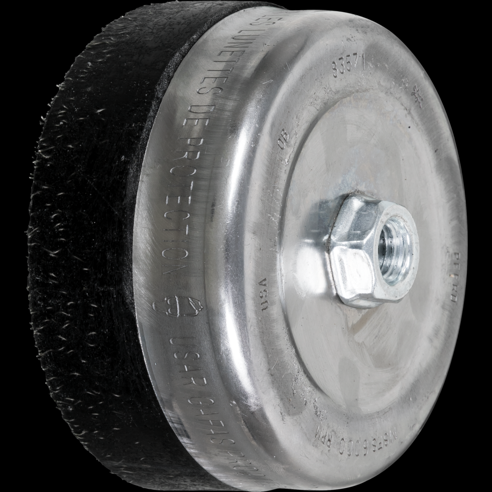 PFERD Encapsulated Cup Brush 6&#34; Dia. .020 Carbon Steel 5/8-11&#34; Thread ECAP® Grade E4