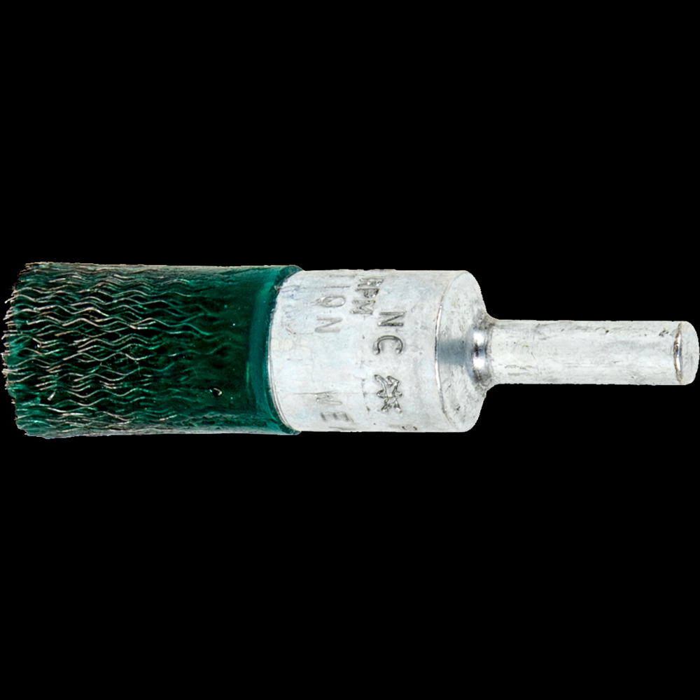 PFERD Encapsulated Crimped Wire End Brush 1/2&#34; Dia. .010 Carbon Steel 1/4&#34; Shank