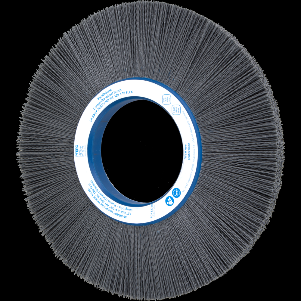 PFERD M-BRAD® Composite Wheel Brush 12&#34; Dia. .040/120 Grit SiC 4-1/4&#34; Arbor