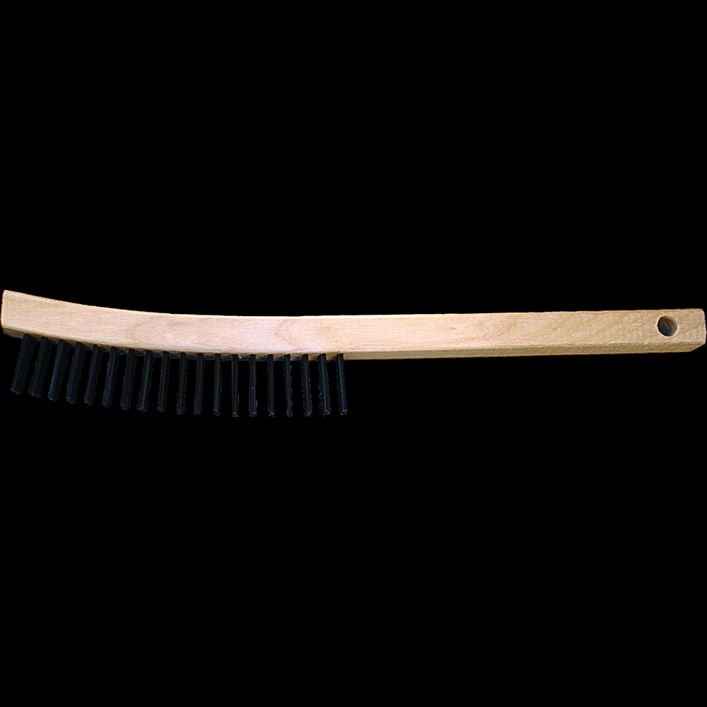 PFERD Curved Handle Scratch Brush 3x19 Rows Carbon Steel Wire Wooden Block