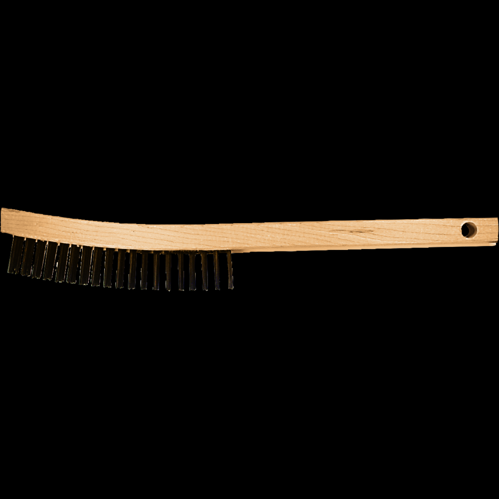 PFERD Curved Handle Scratch Brush 4x19 Rows Carbon Steel Wire Wooden Block