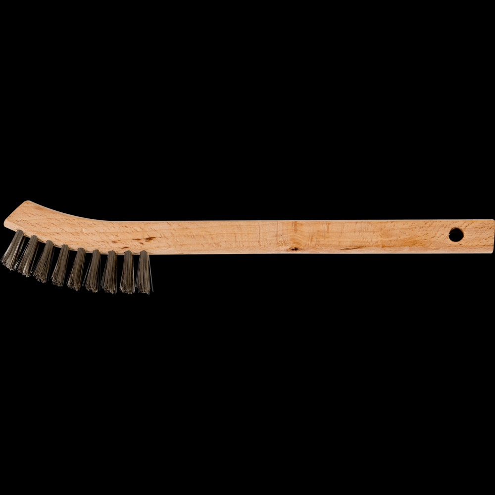 PFERD Small Cleaning Brush 2x9 Rows .006 Stainless Steel Wire Wooden Block