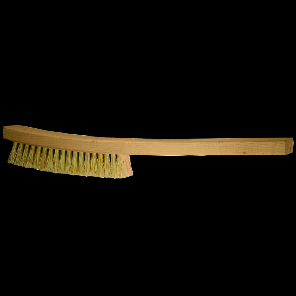 PFERD Curved Handle Platers Brush 4 Rows White Tampico Fill