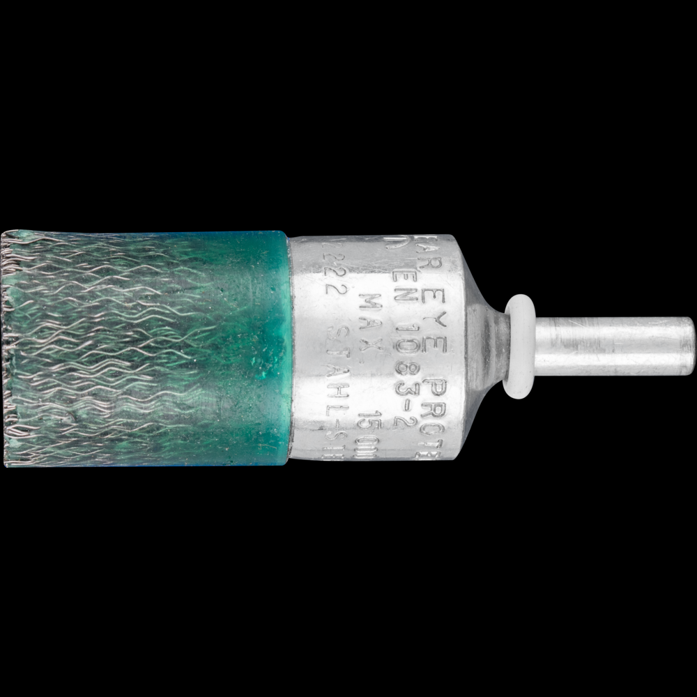 PFERD Encapsulated Crimped Wire End Brush 3/4&#34; Dia. .010 Carbon Steel 1/4&#34; Shank