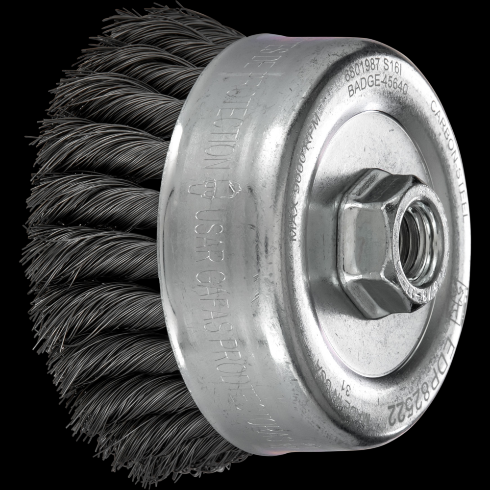 PFERD Knot Wire Cup Brush PSF 4&#34; Dia. .014 Carbon Steel 5/8-11&#34; Thread Retail