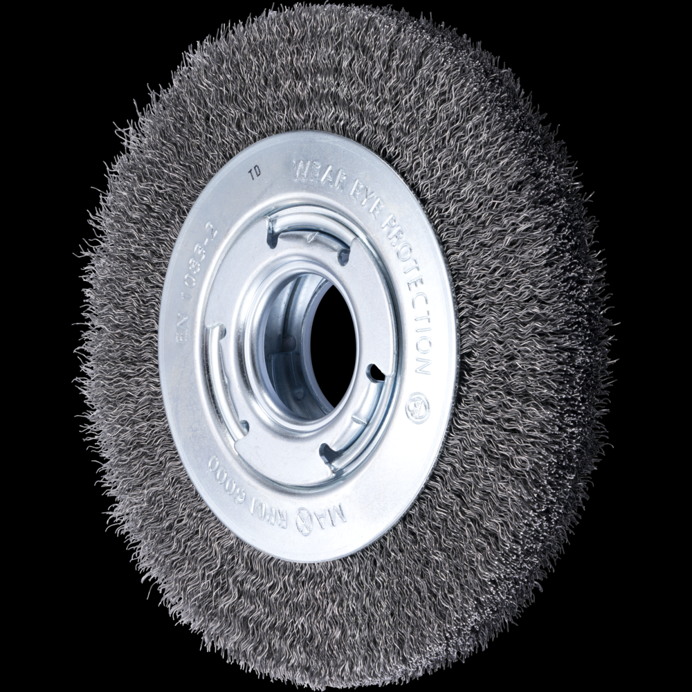 PFERD Crimped Wire Wheel Brush PSF 6&#34; .014 Carbon Steel 1-1/4&#34; Arbor