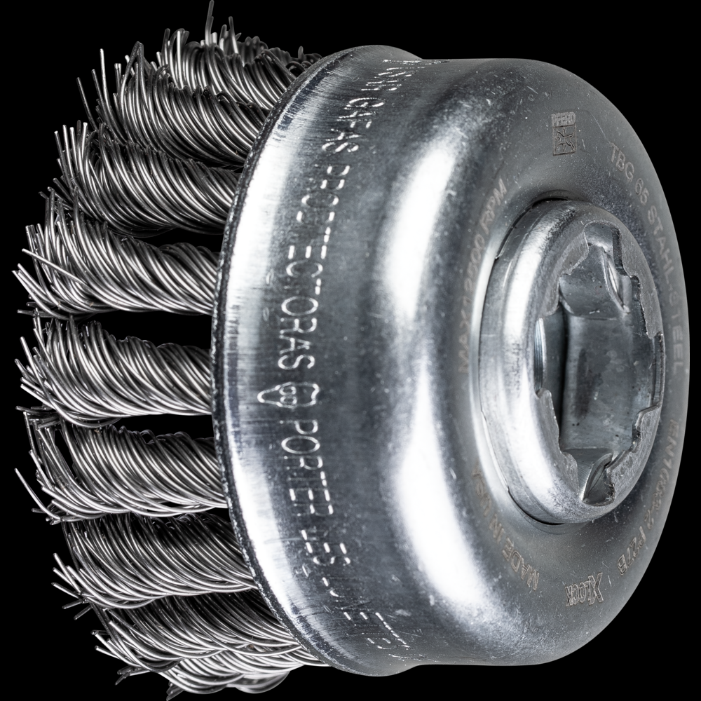PFERD Knot Wire Cup Brush 2-3/4&#34; Dia. .020 Stainless Steel X-LOCK