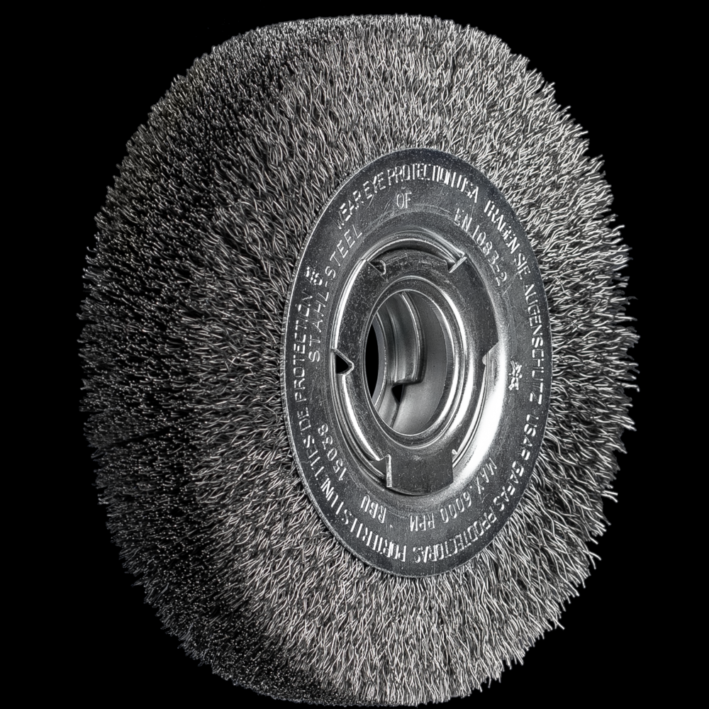 PFERD Crimped Wire Wheel Brush 6&#34; Dia Wide Face .012 Carbon Steel 2&#34; Arbor