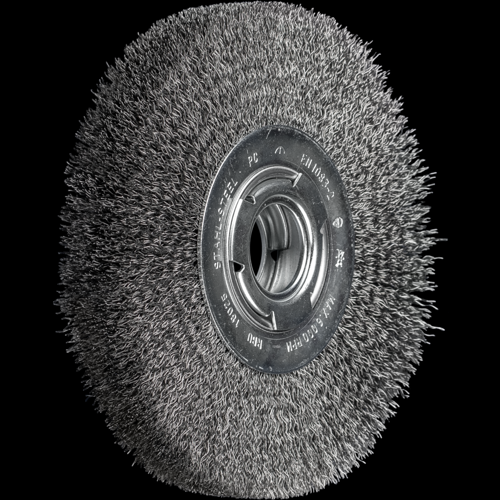 PFERD Crimped Wire Wheel Brush 7&#34; Dia Medium Face .012 Carbon Steel 2&#34; Arbor