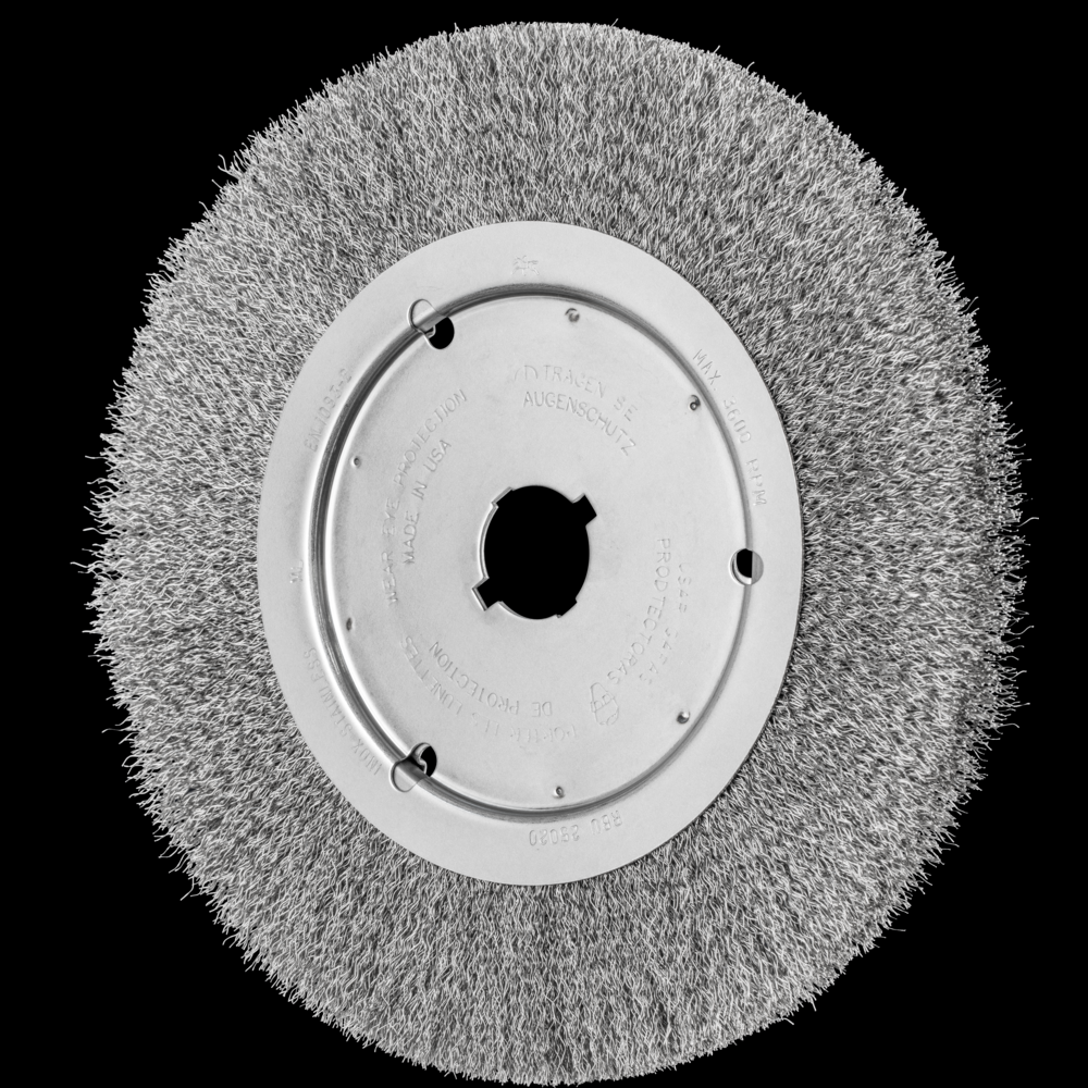 PFERD Crimped Wire Wheel Brush 10&#34; Dia Narrow Face .012 Stainless Steel 2&#34; Keyed Arbor