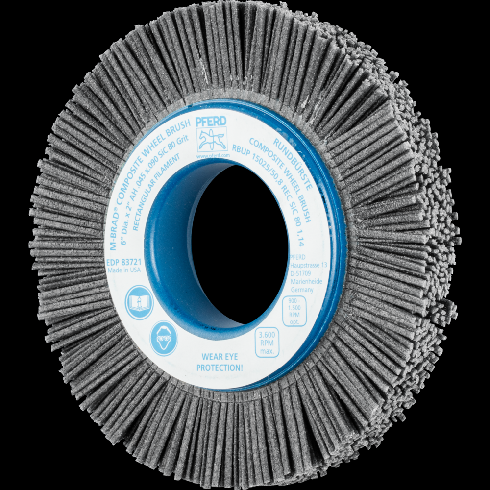 PFERD M-BRAD® Composite Wheel Brush 6&#34; Dia. M-BRAD® Silicon Carbide 2&#34; Arbor