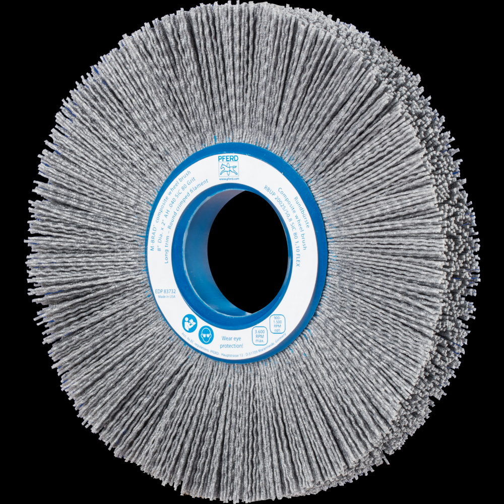 PFERD M-BRAD® Composite Wheel Brush 8&#34; Dia. .040/80 Grit Silicon Carbide 2&#34; Arbor
