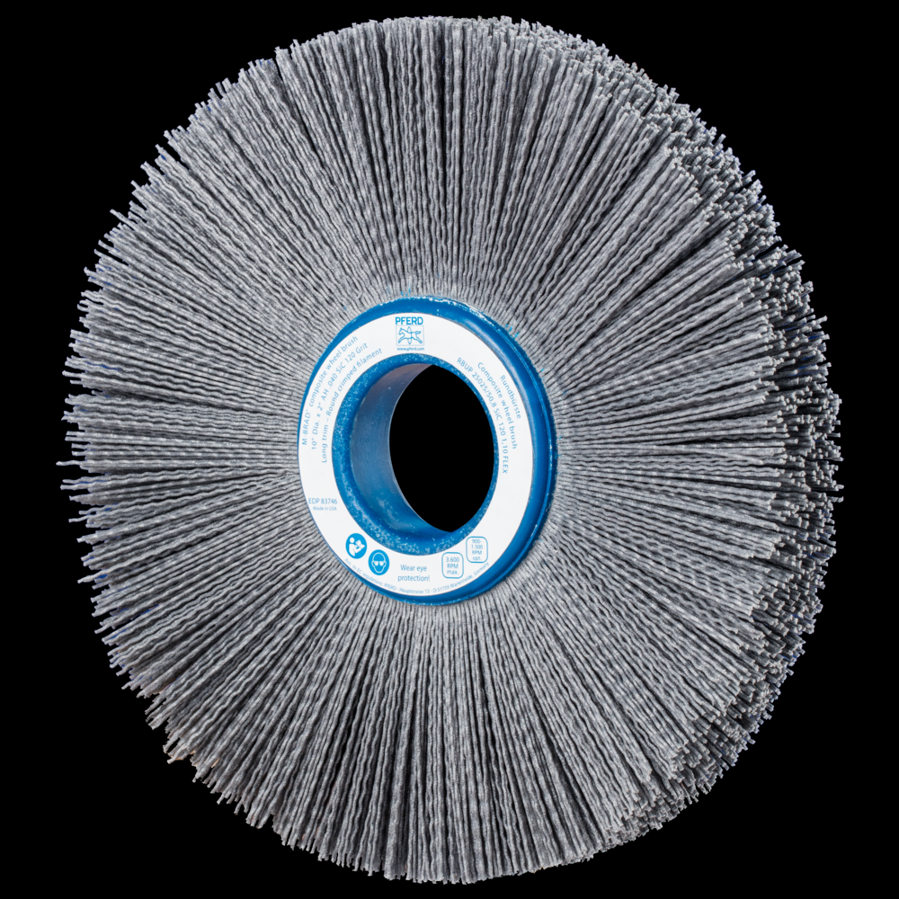 PFERD M-BRAD® Composite Wheel Brush 10&#34; Dia. .035/180 Grit SiC 2&#34; Keyed Arbor