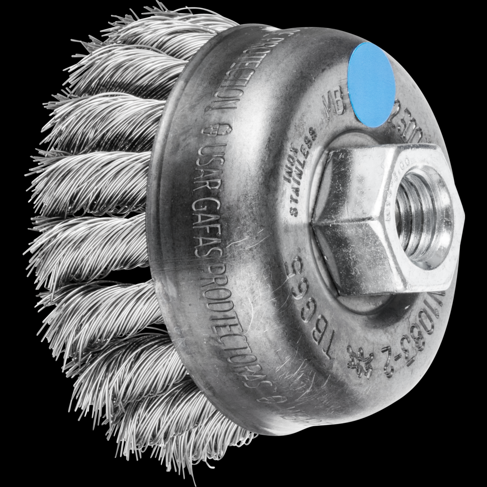 PFERD Knot Wire Cup Brush 2-3/4&#34; Dia. .014 Stainless Steel 5/8-11&#34; Thread