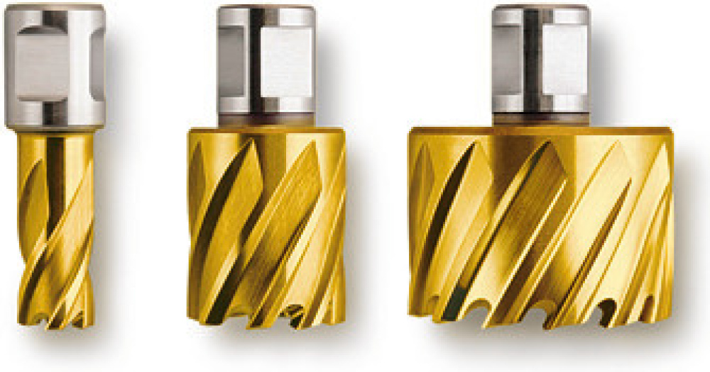 HSS Cobalt annular cutter, TiN coated with 3/4 straight shank