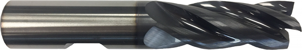 1 X 1 X 1-1/2 X 4 X 0.030 4FL TiAlN Coated Corner Radius Solid Carbide Multimill, Weldon Flat