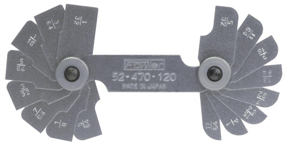 Fowler Radius Gauge with 16 leaves, 1/32-17/64in