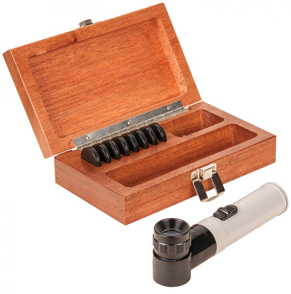 Fowler 10X Pocket Optical Comparator Set with 9 reticles and Illuminator Attachment
